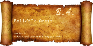 Bellák Anett névjegykártya